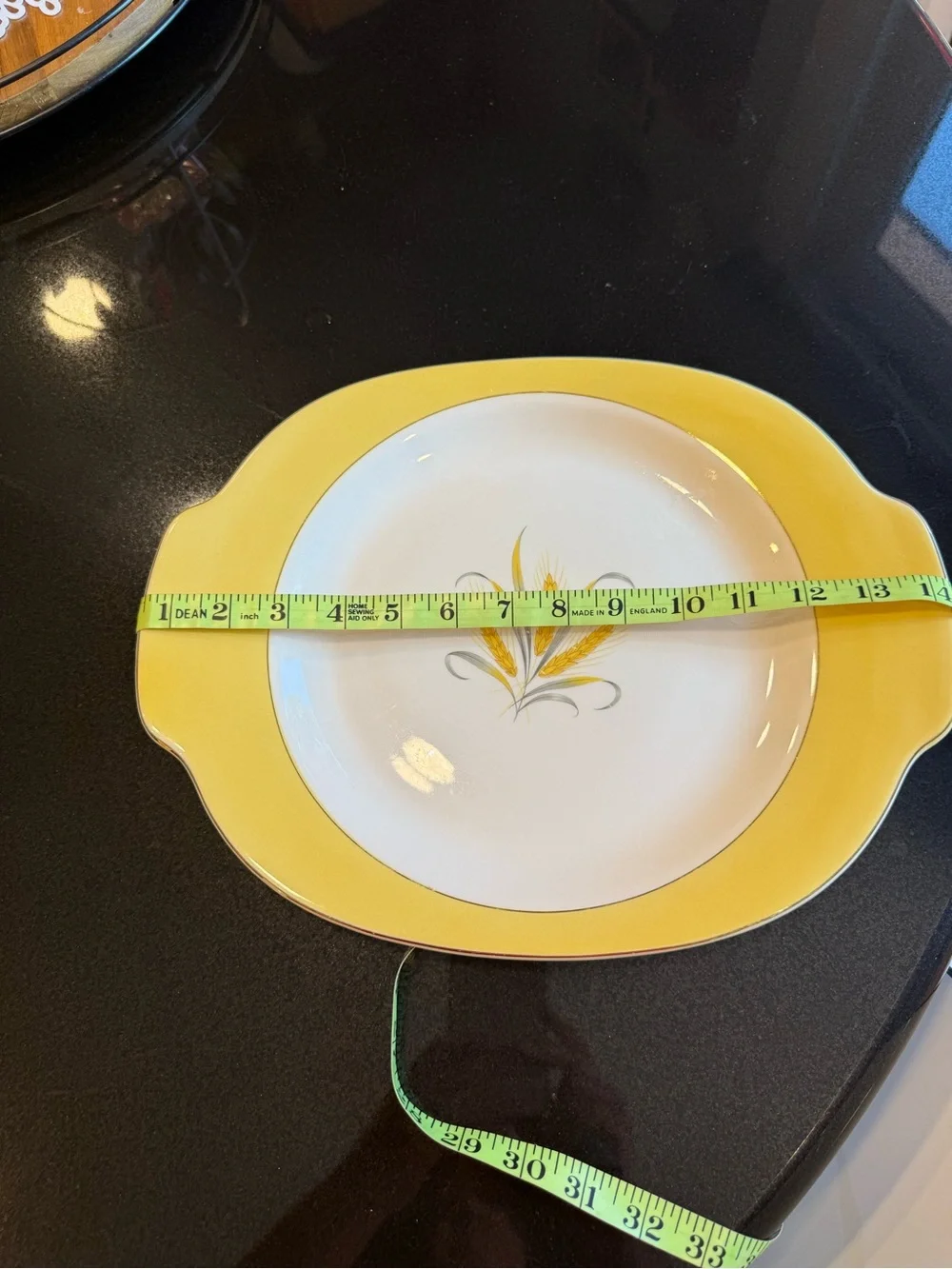 Yellow Wheat Motif Ceramic Serving Platter